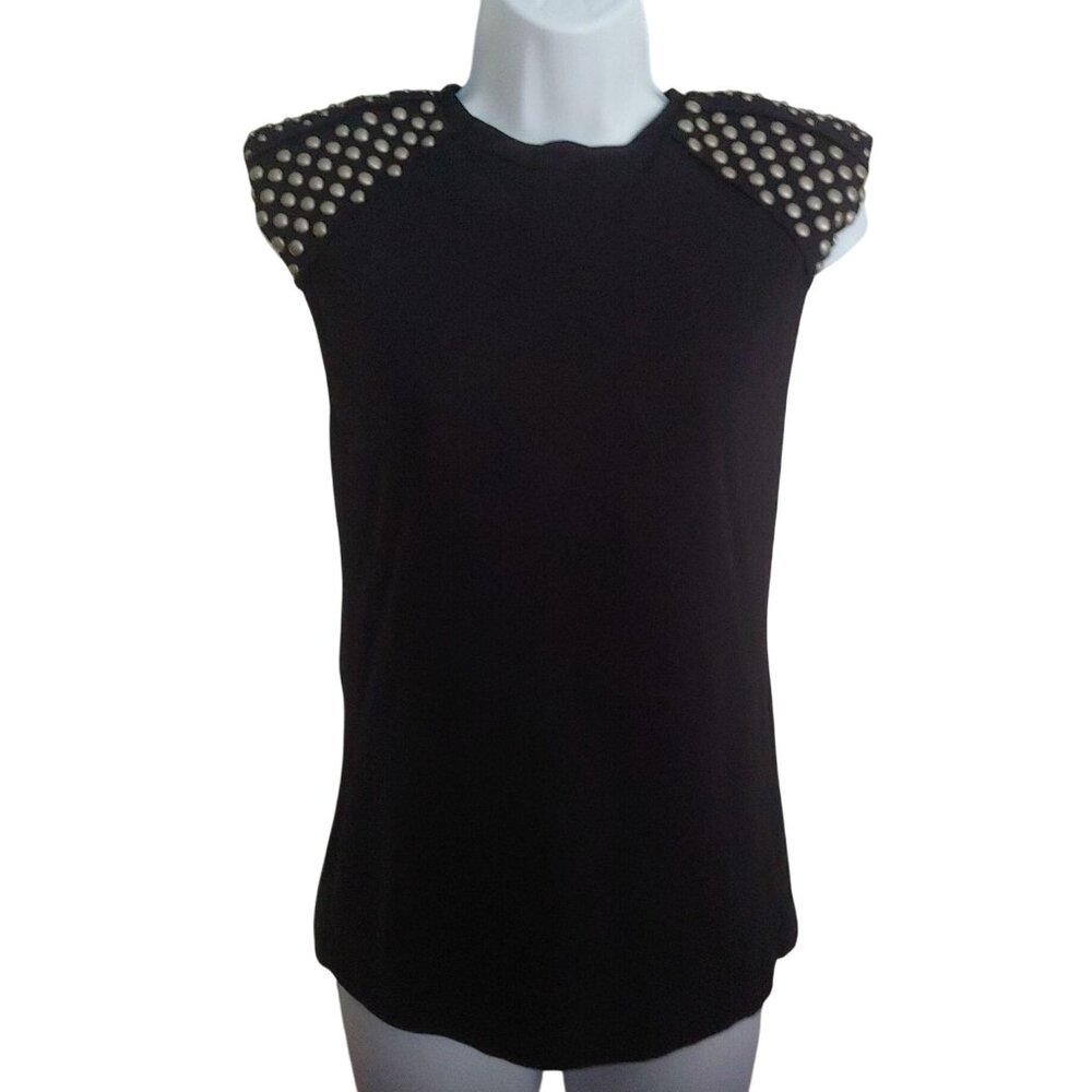 (NUDE) Clothing Italy Black Studded Grunge Rocker Goth Vampy Moody EU 38 Top